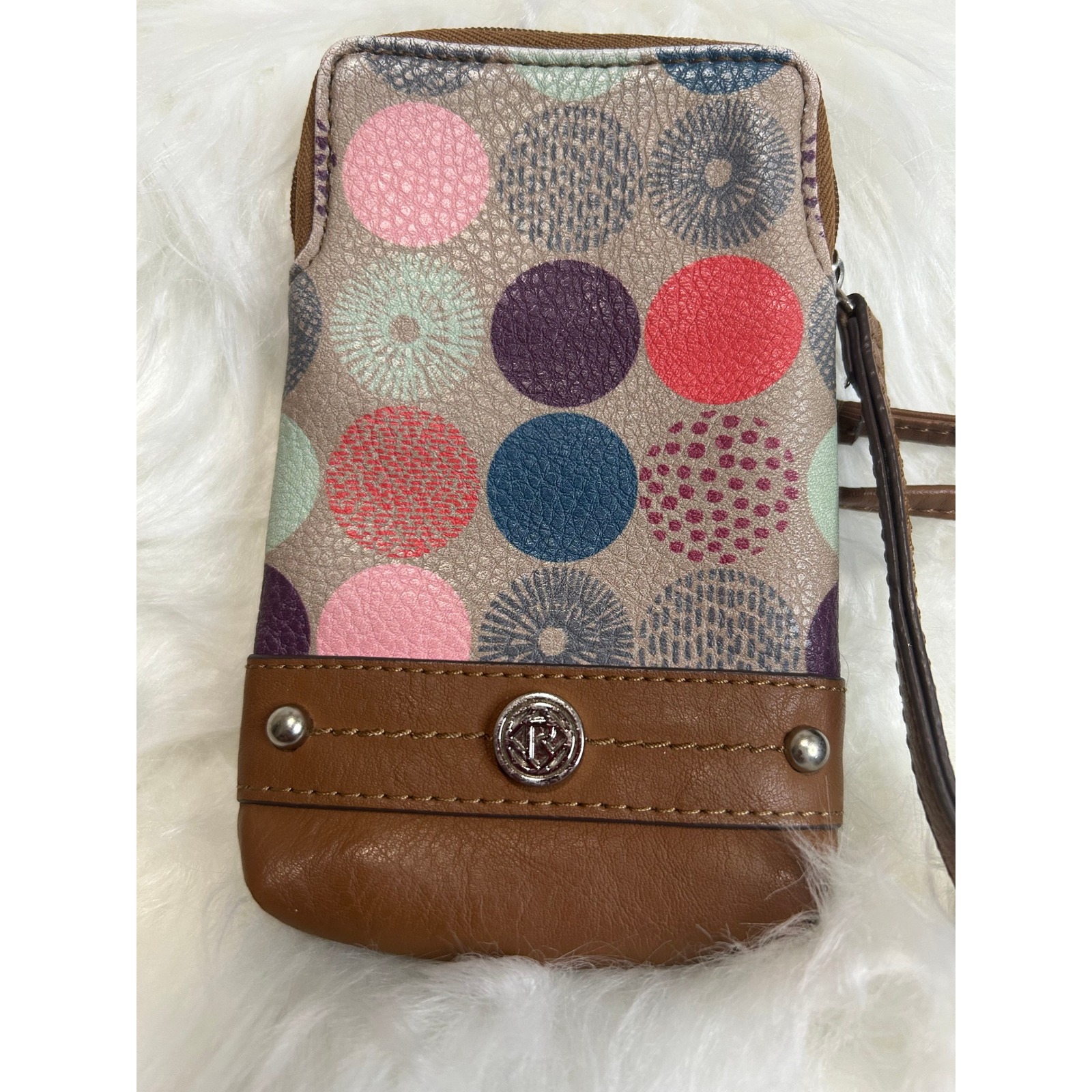 Relic Multi Color Circle Print Crossbody Cell Phone Wallet Purse